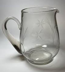 Vintage Clear Glass Lemonade Pitcher with Etched Star Flowers 7.5" 10 cups | eBay