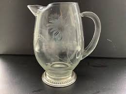 vintage antique cut glass water/cocktail pitcher with sterling base | eBay