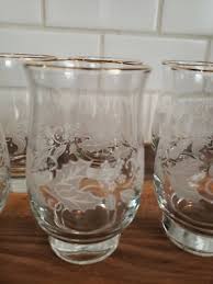 6 Vintage Libbey Christmas Etched Pinecone Gold Rim Glasses | eBay
