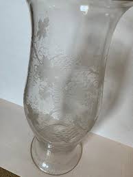 Large Scale 19th Century Etched Glass Hurricane with Grape Leaf Detail For Sale at 1stDibs | etched glass hurricane candle holders, mercury glass candle holders