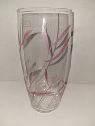 Vintage Bohemian Crystal Vase Handmade in Czechoslovakia. Etched and Painted. | eBay