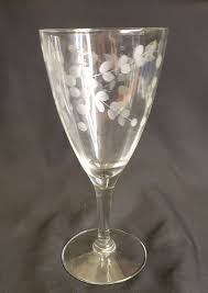 Vintage Etched Crystal Wine Glasses, Set of 4, circa 1950 | eBay