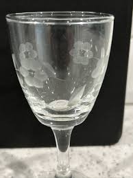Set of 4 Small Vintage Etched Cordial Glasses with Flowers ...