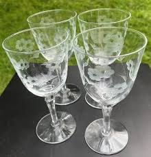 Set of 4 Water Goblet - Embassy by Libbey Glass Etched Wine ...