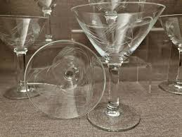 Vintage Etched Wheat Martini Glasses - Mid Century Barware, Set of 8 - Etsy
