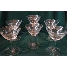 6 Vintage Crystal Champagne Wine Stemware Set Cut Pattern. For Sale at Ruby Lane