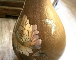 Vintage 60s Japanese Enamel Vase With Inlay Silver Peony ...