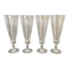 Mid Century 1960s Noritake Sasaki Etched Wheat Pilsner Glasses Set of 4 | Chairish