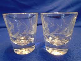 Set of 2 Clear 2.5" Etched with Flowers Shot Glass | eBay