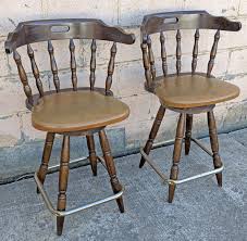 Pair of Vintage Old Reclaimed Salvaged Tall High Upholstered Vinyl SOLID Wood Wooden Side Bar Stool Dining Chair Seat Backrest Tavern - Etsy