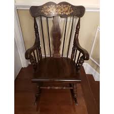 Vintage American Large Walnut Rocking Arm Chair | Chairish