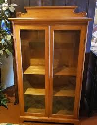 1920s Wooden Oak Bookcase With Glass Doors | Chairish