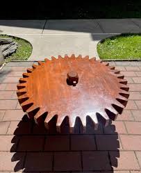 Vintage 70s Ethan Allen Wooden Spinning Cog Table | eBay