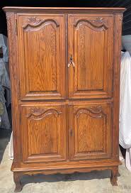 Vintage Oak Armoire Entertainment Cabinet | Chairish