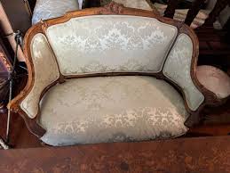 Antique French lady's Settee and two side chairs pastel ...