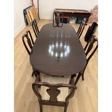 1990s Ethan Allen Georgian Court Dining Table and Chairs ...