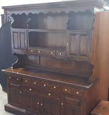 Ethan Allen Blue And Pine Hutch Top With Crown Molding