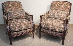 Lot - Pair of Century Mahogany Floral Upholstered and Caned ...