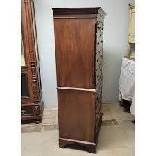 Antique English Burl Elm Wood Lingerie Tall Chest With Slide ...