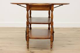 Traditional Vintage Maple Dropleaf Rolling Bar or Tea Cart