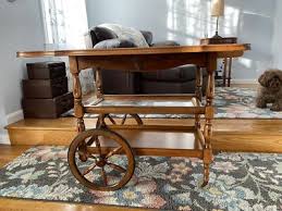 Antique Drop Leaf Table Cart Tea Server Bar Console End Side ...