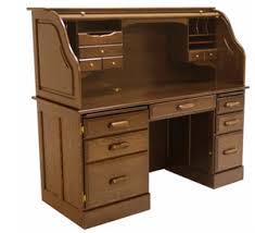 Solid Oak Rolltop Computer Desk- 60"W – Home Office Wellness