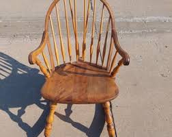 Antique Windsor Wooden Pine Rocker. Vintage Farmhouse ...
