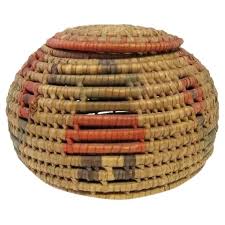 Hopi Coil Basket with Lid. For Sale at Ruby Lane