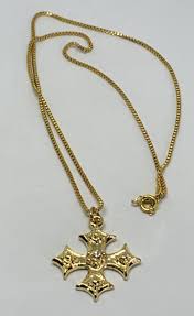 Vintage Nordic Goldtone Cross with 20" Box Chain In Original ...