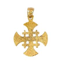 14K Yellow Gold Jerusalem Cross Pendant - Etsy