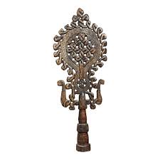 Vintage Large Ethiopian Folk Art Coptic Hand Carved Cross Finial | Chairish
