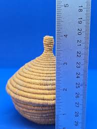 Hand Woven Coiled Grass Basket W/ Detachable Lid. 4" Tall X 3 3/4" Wide Vintage | eBay