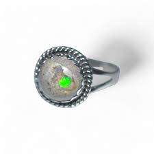 7.75sz Handmade Sterling Silver .925 Mexican Opal Ring