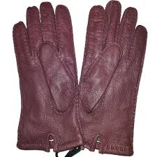 Women's Handstitched Genuine Leather Gloves, M, Wine | eBay