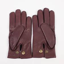 Claret" burgundy deerskin gloves, pure cashmere lining – No ...