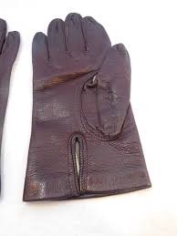 DESIGNER LADIES DK BROWN LEATHER GLOVES NYLON LINING SIZE 7 ...