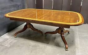 Vtg John Widdicomb Dual Pedestal Mahogany 78"-126" Dining ...