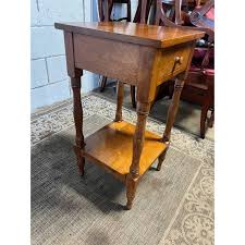 Clore Furniture Pair of Vintage Federal Style Solid Wood 2 Tier Nightstands Bedside Tables. 1970s. | Chairish