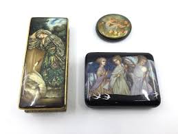 Sold at Auction: Three Fedoskino Russian Lacquer Boxes