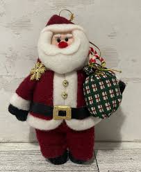 Santa Claus Christmas Holiday Ornament - Soft Cotton Felt ...