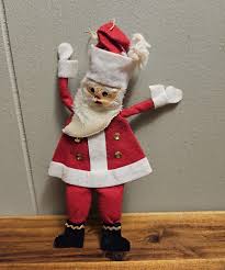 Vintage Old-world 1960's Felt Flat Santa Figurine With Hand ...