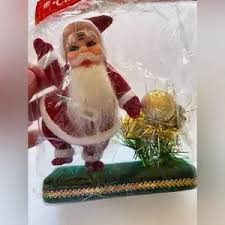 Holiday | Vintage 196s Mcm Flocked Santa New Old Stock Tier ...