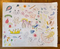 A Sheet of Felt-Tip Drawings of Animals, Flowers, Shapes and Designs by DURRELL GERALD: (1973) | James M Pickard, ABA, ILAB, PBFA.