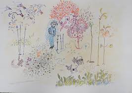 Lot - Allegra Marquardt (American, 20th Century), Almost Nothing Looked Familiar, 1996, Acrylic on Paper, Signed and Titled in Grapite, Unframed: 10 1/4 x 14 3/4 in. (26 x 37.5 cm.)