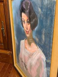 BEAUTIFUL ORIGINAL ALEX FOURNIER PASTEL PORTRAIT OF A LADY ...