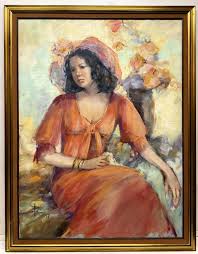 Sold at Auction: Irene Borg, Irene Borg Female Portrait Oil ...