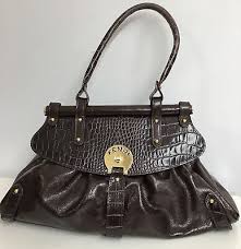 FENDI Italy Brown Calf Embossed Leather Satchel Handbag ...