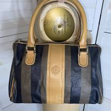 Vintage 80s Fendi Striped Leather Handbag - Etsy