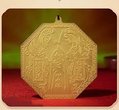 4.3" China Pure Bronze 24K Gold Tai Chi Bagua Mirror Statue ...