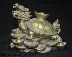 4.8'' Chinese brass wealth Lucky tortoise Dragon turtle ...